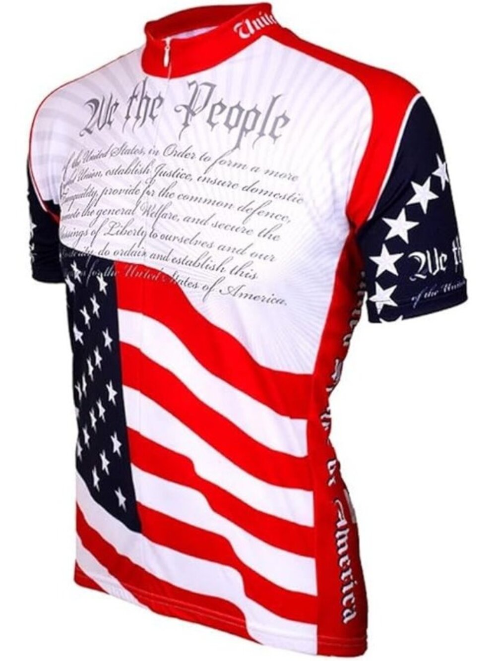 World Jerseys US Constitution Cycling Jersey Mens Large Red White Blue Patriotic